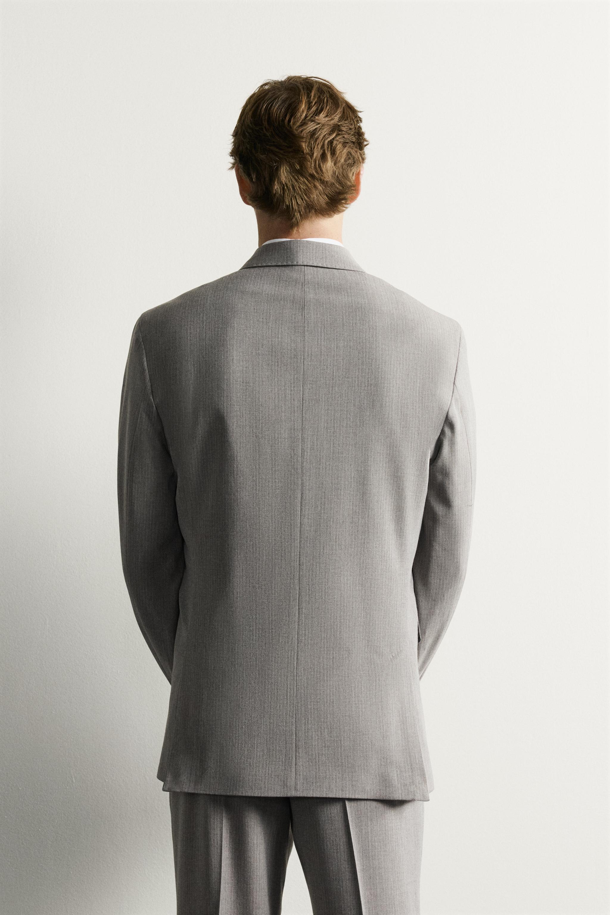 STRIPED DOUBLE BREASTED SUIT BLAZER